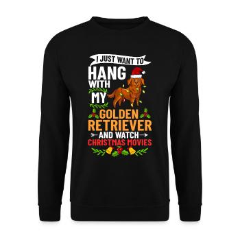 Golden Retriever Hund Welpen Besitzer Weihnachten - Unisex Pullover - Schwarz - Vorne - Alina (178cm) & Michal (187cm)