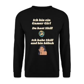 Gamer Girl Skill Gaming Game Hübsch Videospiele - Unisex Pullover - Schwarz - Vorne - Alina (178cm) & Michal (187cm)