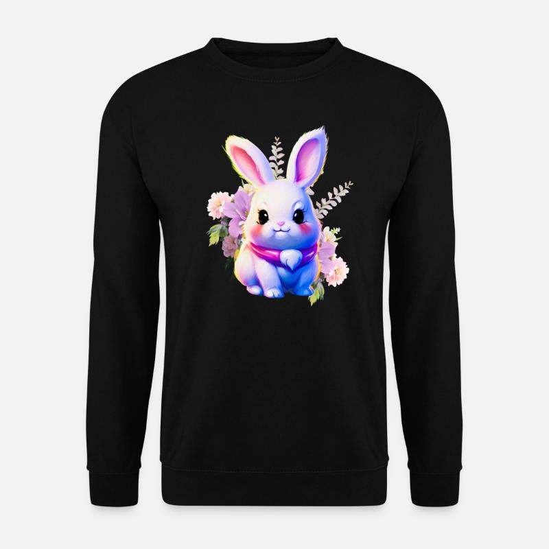 Flowers Easter Bunny Cute Bunny - Unisex Sweatshirt - black