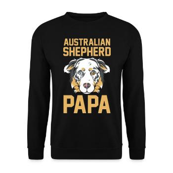 Hund Australian Shepherd Papa - Unisex Pullover - Schwarz - Vorne - Alina (178cm) & Michal (187cm)