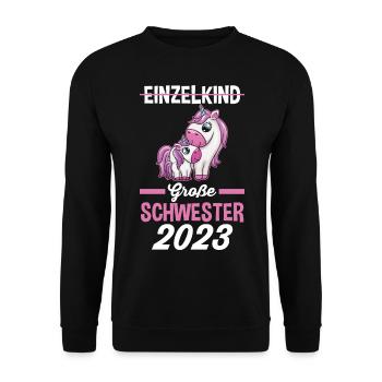 Einhorn Schwester 2023 - Unisex Pullover - Schwarz - Vorne - Alina (178cm) & Michal (187cm)