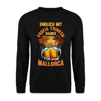 Party Urlaub Mallorca - Unisex Pullover - Schwarz - Vorne - Alina (178cm) & Michal (187cm)