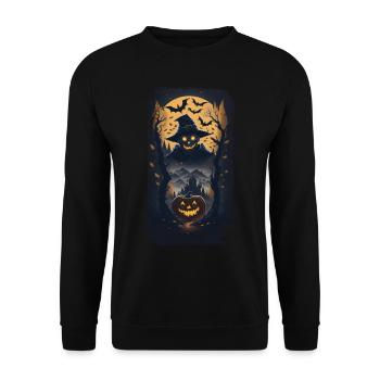 Happy Halloween I Gift - Unisex Sweatshirt - black - Front - Alina (178cm) & Michal (187cm)
