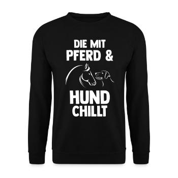Hunde Pferdeliebhaber Hundeliebhaber Pferde - Unisex Pullover - Schwarz - Vorne - Alina (178cm) & Michal (187cm)