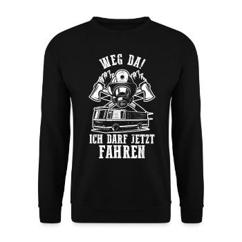 Feuerwehrmann Feuerwehr - Unisex Pullover - Schwarz - Vorne - Alina (178cm) & Michal (187cm)