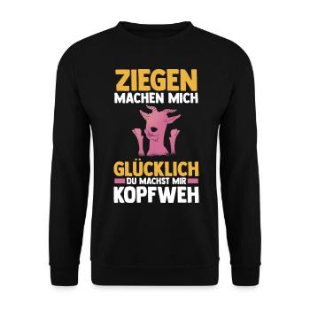Bauernhof Landwirt Bauer Ziegen - Unisex Pullover - Schwarz - Vorne - Alina (178cm) & Michal (187cm)