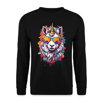 Unicorn sunglasses cute cool cute bangs - Unisex Sweatshirt - black - Front - Alina (178cm) & Michal (187cm)