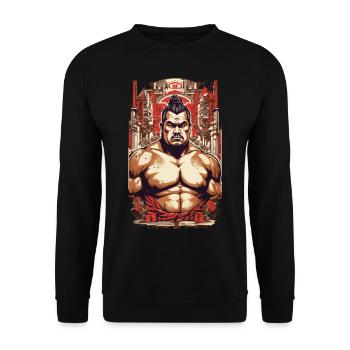 Sumo Retro Poster Japanese Martial Arts Art - Unisex Sweatshirt - black - Front - Alina (178cm) & Michal (187cm)