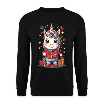 Magical Christmas Unicorn Unicorn at Christmas - Unisex Sweatshirt - black - Front - Alina (178cm) & Michal (187cm)