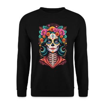 Tradition and Beauty - Mexican Festival of the Dead - Unisex Sweatshirt - black - Front - Alina (178cm) & Michal (187cm)