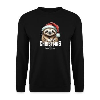 Weihnachtsfaultier - Lazy Christmas - Unisex Pullover - Schwarz - Vorne - Alina (178cm) & Michal (187cm)