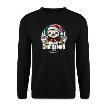 Weihnachtsfaultier - Sleepy Christmas - Unisex Pullover - Schwarz - Vorne - Alina (178cm) & Michal (187cm)