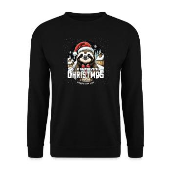 Weihnachtsfaultier - Slothmazing Christmas - Unisex Pullover - Schwarz - Vorne - Alina (178cm) & Michal (187cm)