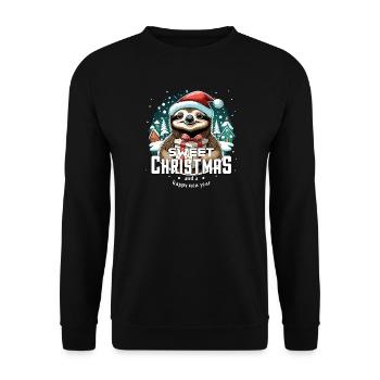 Weihnachtsfaultier - Sweet Christmas - Unisex Pullover - Schwarz - Vorne - Alina (178cm) & Michal (187cm)