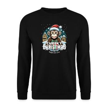 Christmas Monkey - Cheeky Christmas - Unisex Sweatshirt - black - Front - Alina (178cm) & Michal (187cm)