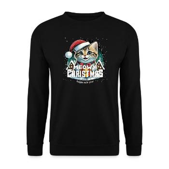 Chat de Noël - Miaouss, Noël - Sweat-shirt Unisexe - noir - Devant - Alina (178cm) & Michal (187cm)