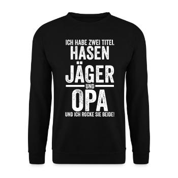 Hasenjäger Hasenjagd Kaninchenjagd Jäger - Unisex Pullover - Schwarz - Vorne - Alina (178cm) & Michal (187cm)