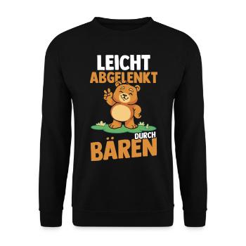 Leicht Abgelenkt Durch Bären - Unisex Pullover - Schwarz - Vorne - Alina (178cm) & Michal (187cm)
