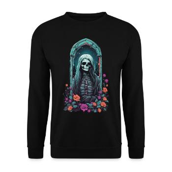 Gothic Pastel Skeleton Lady Victorian Halloween - Unisex Sweatshirt - black - Front - Alina (178cm) & Michal (187cm)