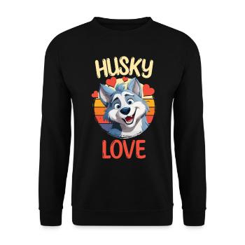 Husky Liebe Hund Schlittenhund Hunderasse Winter - Unisex Pullover - Schwarz - Vorne - Alina (178cm) & Michal (187cm)