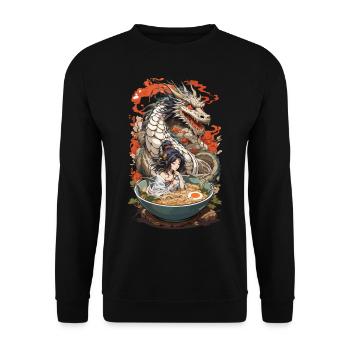 Manga Ramen Dragon Esthétique Tokyo Style Design - Sweat-shirt Unisexe - noir - Devant - Alina (178cm) & Michal (187cm)