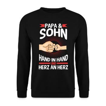 Papa Sohn Vater Familie Geschenk - Unisex Pullover - Schwarz - Vorne - Alina (178cm) & Michal (187cm)