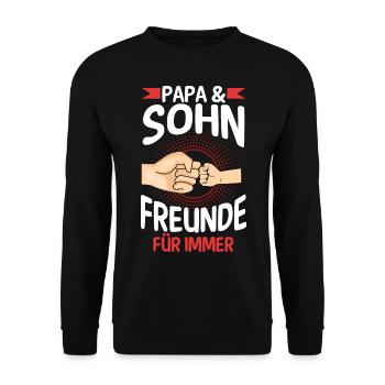 Papa Sohn Vater Familie Geschenk - Unisex Pullover - Schwarz - Vorne - Alina (178cm) & Michal (187cm)