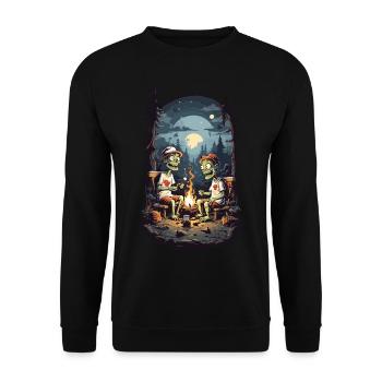 Zombie Camping Halloween Spooky Feu de camp - Sweat-shirt Unisexe - noir - Devant - Alina (178cm) & Michal (187cm)