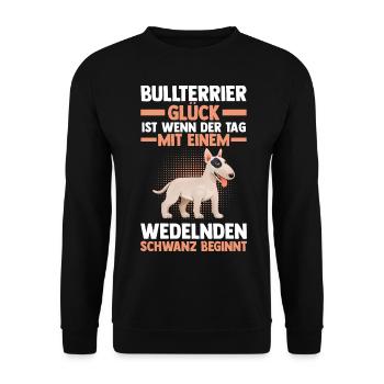 Hund Bullterrier - Unisex Pullover - Schwarz - Vorne - Alina (178cm) & Michal (187cm)