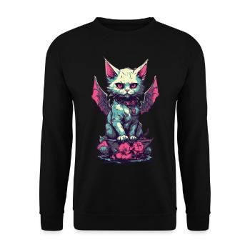 Goth Cat Vampire Demons Aesthetic - Unisex Sweatshirt - black - Front - Alina (178cm) & Michal (187cm)
