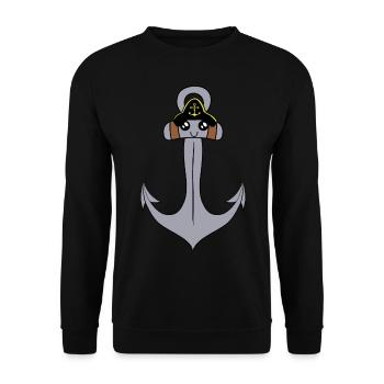 Ancre Maritime Marin, Marin, Capitaine Ahoy - Sweat-shirt Unisexe - noir - Devant - Alina (178cm) & Michal (187cm)