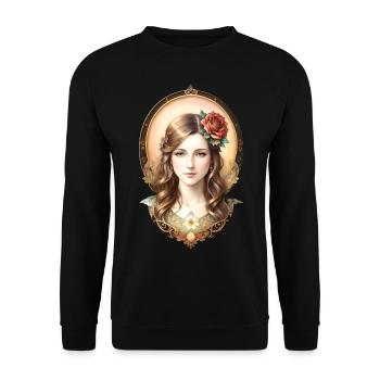 Art Nouveau Woman with Rose - Vintage Portrait - Unisex Sweatshirt - black - Front - Alina (178cm) & Michal (187cm)