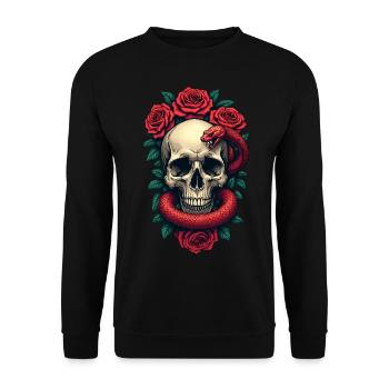 Skull Roses and Snake - Unisex Sweatshirt - black - Front - Alina (178cm) & Michal (187cm)