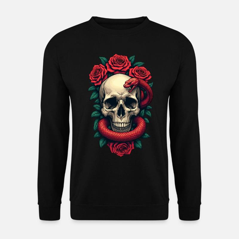 Teschio Rose e Serpente - Felpa unisex - nero