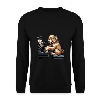 Golden Retriever Playing Piano - Unisex Sweatshirt - black - Front - Alina (178cm) & Michal (187cm)