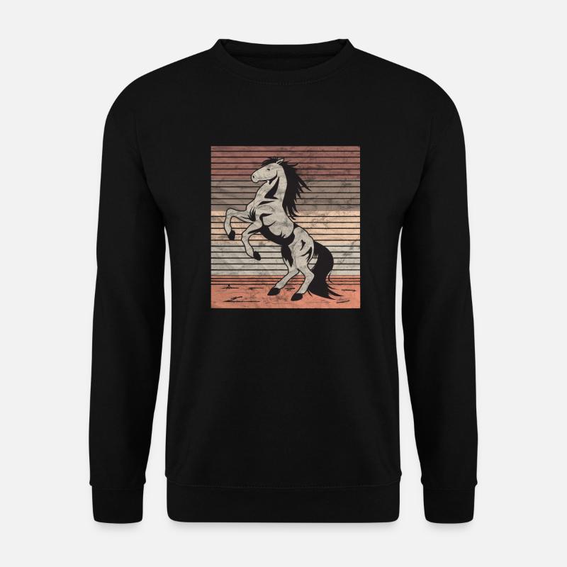 Retro Wildpferd Ungezähmt - Unisex Pullover - Schwarz