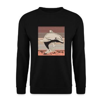 Delfin - Unisex Pullover - Schwarz - Vorne - Alina (178cm) & Michal (187cm)