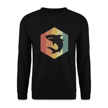 Haifisch Haie Meerstier Meeresleben - Unisex Pullover - Schwarz - Vorne - Alina (178cm) & Michal (187cm)