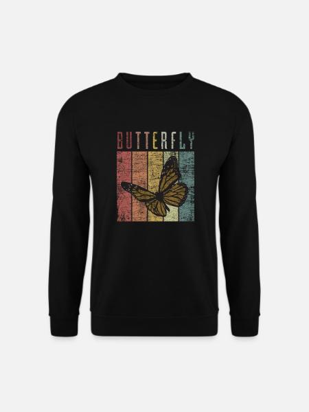 Retro Butterfly Schmetterling - Unisex Pullover - Schwarz