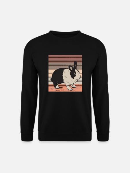 Holländer Kaninchen Schwarz Weiß Retro Vintage - Unisex Pullover - Schwarz