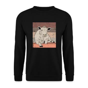 Kuh - Unisex Pullover - Schwarz - Vorne - Alina (178cm) & Michal (187cm)