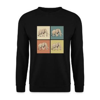 Pop-Art Elefant - Unisex Pullover - Schwarz - Vorne - Alina (178cm) & Michal (187cm)