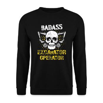 Construction worker skull excavator - Unisex Sweatshirt - black - Front - Alina (178cm) & Michal (187cm)