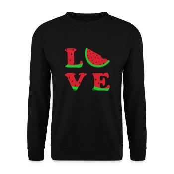 Love Wassermelone Typografie Vegetable Geschenk - Unisex Pullover - Schwarz - Vorne - Alina (178cm) & Michal (187cm)