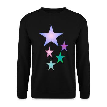 Stern . Bunte Sterne - Unisex Pullover - Schwarz - Vorne - Alina (178cm) & Michal (187cm)