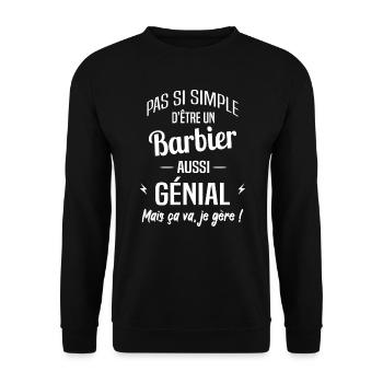 Barbier - Sweat-shirt Unisexe - noir - Devant - Alina (178cm) & Michal (187cm)