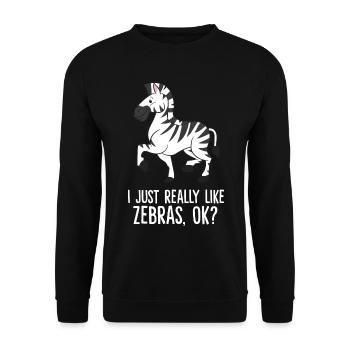 Zebra - I just really like Zebras, ok? - Sweat-shirt Unisexe - noir - Devant - Alina (178cm) & Michal (187cm)