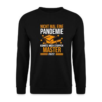 Master 2022 Pandemie - Lustiger Spruch Abschluss - Unisex Pullover - Schwarz - Vorne - Alina (178cm) & Michal (187cm)