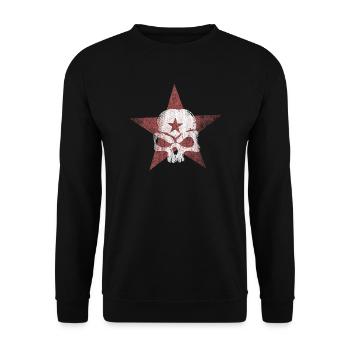 Rot Stern Totenkopf Schädel - Unisex Pullover - Schwarz - Vorne - Alina (178cm) & Michal (187cm)