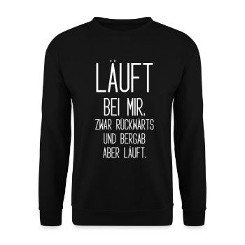 Lauf Motivation Spruch auf Weißem Hintergrund - Unisex Pullover - Schwarz - Vorne - Alina (178cm) & Michal (187cm)